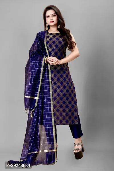 Elegant Banarasi Silk Jacquard Dress Material with Dupatta For Women