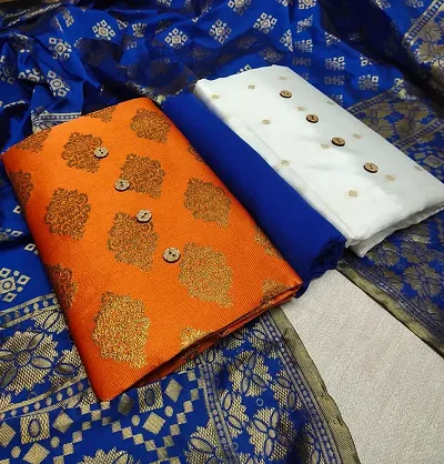 Trendy Womens Banarasi Silk Dress Material with Dupatta