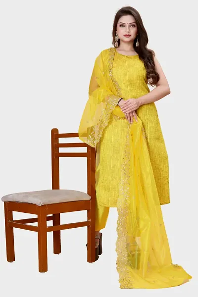 Stylish Banarasi Silk Jacquard Unstitched Suit