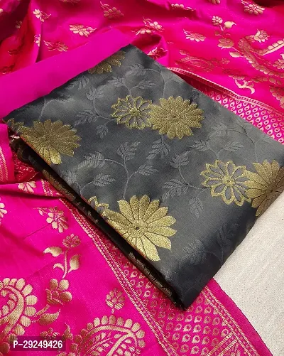 Elegant Banarasi Silk Jacquard Dress Material with Dupatta For Women