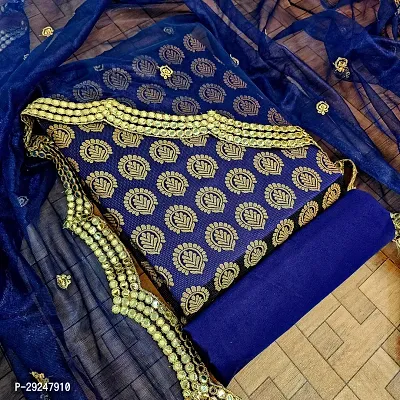 Elegant Banarasi Silk Jacquard Dress Material with Dupatta For Women