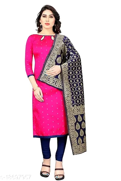 Elegant Taffeta Zari Butta Dress Material With Dupatta