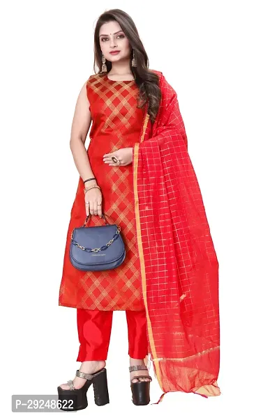 Elegant Banarasi Silk Jacquard Dress Material with Dupatta For Women