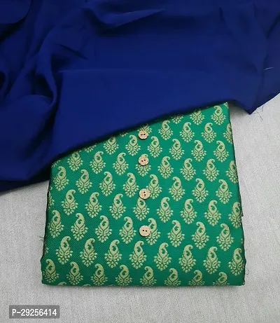 Elegant Green Banarasi Silk Jacquard Suit Dress Material without Dupatta For Women-thumb0