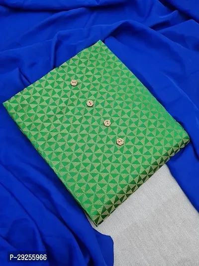 Elegant Green Banarasi Silk Jacquard Suit Dress Material without Dupatta For Women