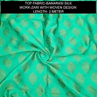 Elegant Green Banarasi Silk Jacquard Suit Dress Material without Dupatta For Women-thumb1