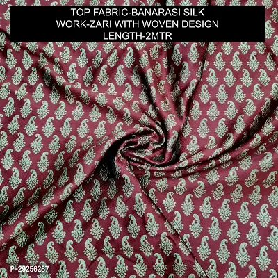 Elegant Maroon Banarasi Silk Jacquard Suit Dress Material without Dupatta For Women-thumb2