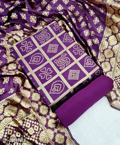 Elegant Banarasi Silk Jacquard Dress Material with Dupatta For Women