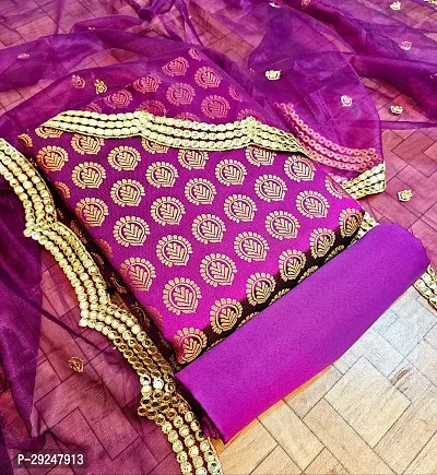 Elegant Banarasi Silk Jacquard Dress Material with Dupatta For Women