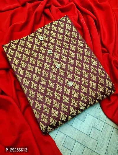 Elegant Maroon Banarasi Silk Jacquard Suit Dress Material without Dupatta For Women