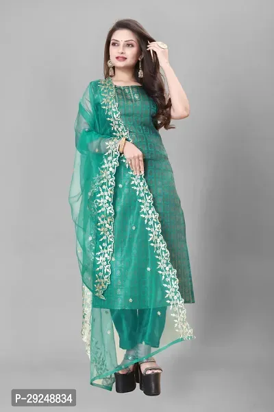 Elegant Banarasi Silk Jacquard Dress Material with Dupatta For Women