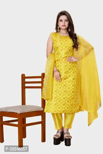 Elegant Banarasi Silk Jacquard Dress Material with Dupatta For Women