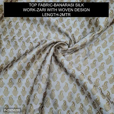 Elegant Beige Banarasi Silk Jacquard Suit Dress Material without Dupatta For Women-thumb2