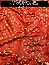 Elegant Red Banarasi Silk Jacquard Suit Dress Material without Dupatta For Women-thumb1