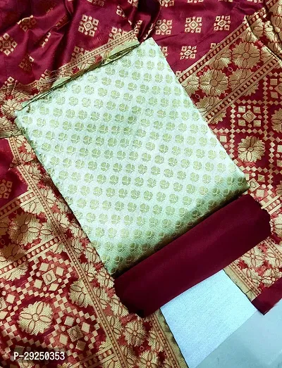 Elegant Banarasi Silk Jacquard Dress Material with Dupatta For Women