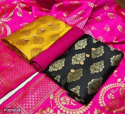 Elegant Multicoloured Banarasi Silk Jacquard Weave 2 Kurta 1 Bottom 1 Dupatta  Dress Material For Women