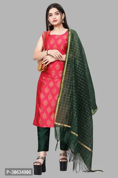 Elegant Pink Banarasi Silk Jacquard Weave Dress Material with Dupatta For Women