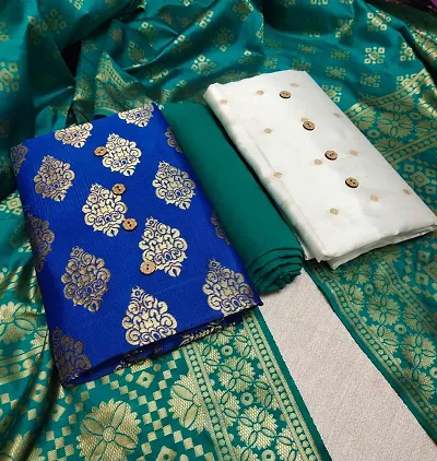 Banarasi Silk Jacquard Weave Dress Material With 2 Top Combo
