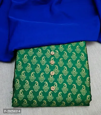 Elegant Green Banarasi Silk Jacquard Suit Dress Material without Dupatta For Women-thumb0