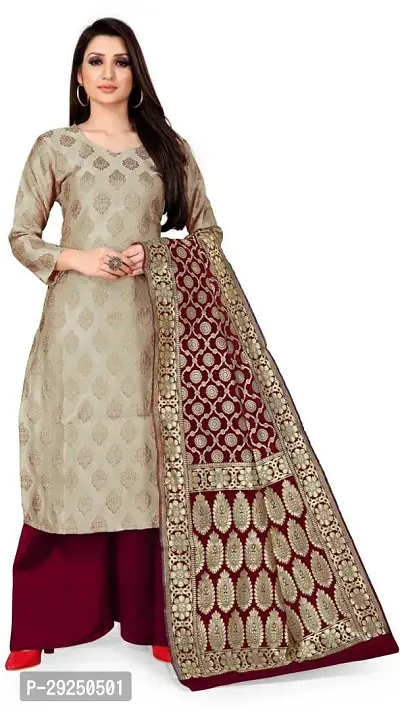 Elegant Banarasi Silk Jacquard Dress Material with Dupatta For Women-thumb0