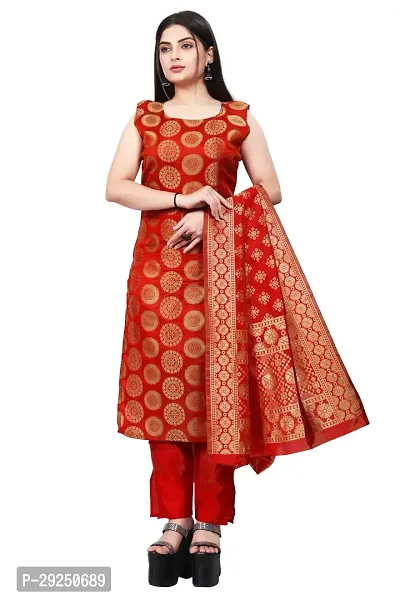 Elegant Banarasi Silk Jacquard Dress Material with Dupatta For Women