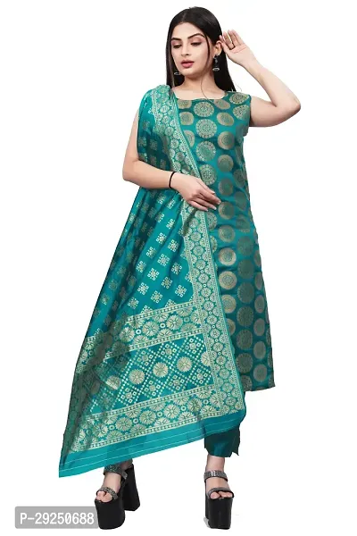 Elegant Banarasi Silk Jacquard Dress Material with Dupatta For Women-thumb0