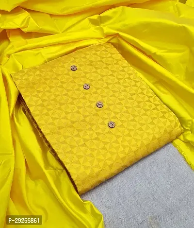 Elegant Yellow Banarasi Silk Jacquard Suit Dress Material without Dupatta For Women