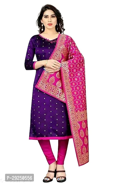 Elegant Banarasi Silk Jacquard Dress Material with Dupatta For Women