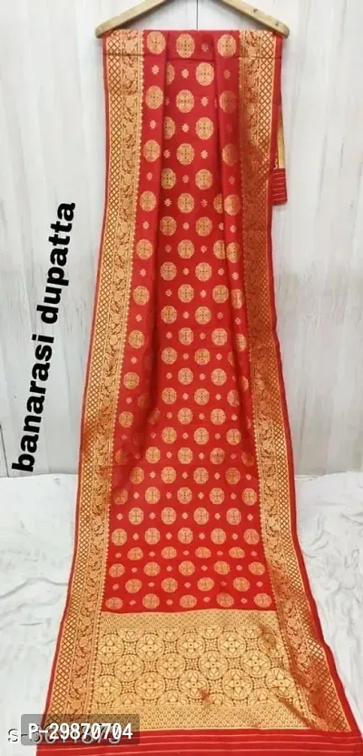 Elegant Red Banarasi Silk Jacquard Weave Dress Material with Dupatta For Women-thumb3