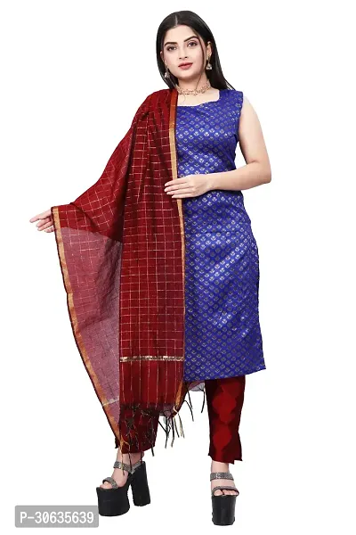 Elegant Blue Banarasi Silk Jacquard Weave Dress Material with Dupatta For Women