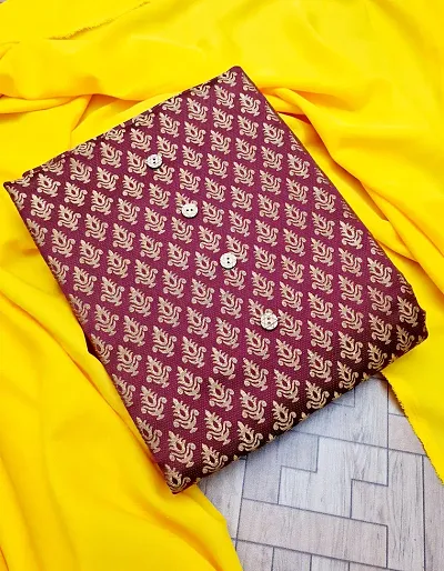 Elegant Banarasi Silk Jacquard Suit Dress Material without Dupatta For Women