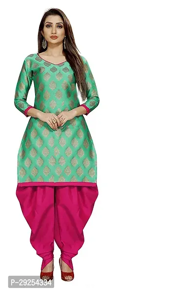 Elegant Green Banarasi Silk Jacquard Suit Dress Material without Dupatta For Women