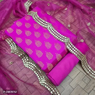 Elegant Pink Banarasi Silk Jacquard Weave Dress Material with Dupatta For Women-thumb0