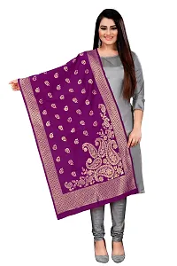 Elegant Purple Banarasi Silk Jacquard Weave Dress Material with Dupatta For Women-thumb2