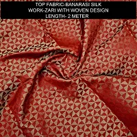 Elegant Red Banarasi Silk Jacquard Weave Dress Material with Dupatta For Women-thumb1