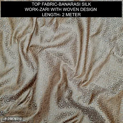 Elegant Beige Banarasi Silk Jacquard Weave Dress Material with Dupatta For Women-thumb2