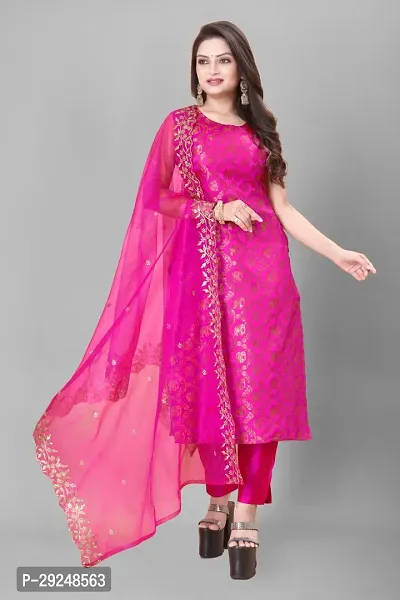 Elegant Banarasi Silk Jacquard Dress Material with Dupatta For Women