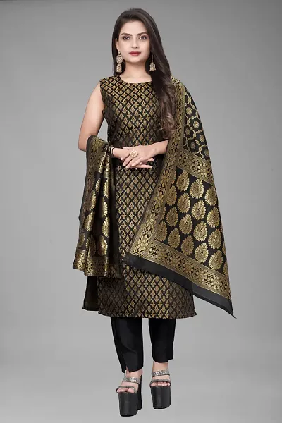 Elegant Jacquard Jacquard Weave Dress Material With Dupatta For Women