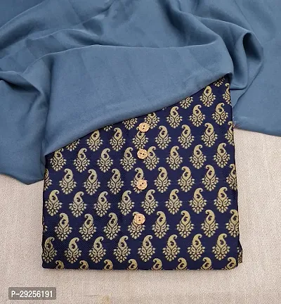 Elegant Navy Blue Banarasi Silk Jacquard Suit Dress Material without Dupatta For Women-thumb0