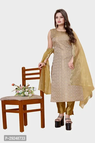 Elegant Banarasi Silk Jacquard Dress Material with Dupatta For Women-thumb0