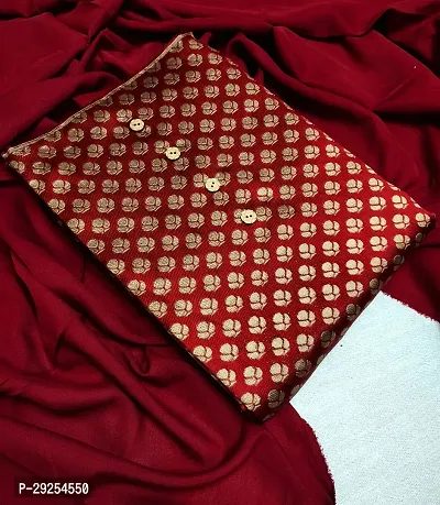 Elegant Maroon Banarasi Silk Jacquard Suit Dress Material without Dupatta For Women