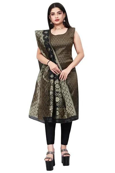 Stylish Fancy Jacquard Unstitched Dress Material Top With Bottom And Dupatta Set For Women