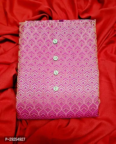 Elegant Pink Banarasi Silk Jacquard Suit Dress Material without Dupatta For Women