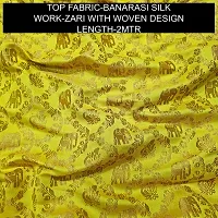 Elegant Yellow Banarasi Silk Jacquard Dress Material without Dupatta For Women-thumb1