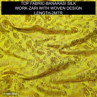 Elegant Yellow Banarasi Silk Jacquard Dress Material without Dupatta For Women-thumb2