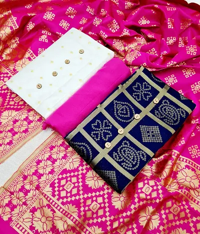 Elegant Banarasi Silk Dress Material With Dupatta Combo