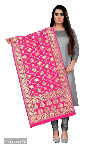 Elegant Pink Banarasi Silk Jacquard Weave Dress Material with Dupatta For Women-thumb3