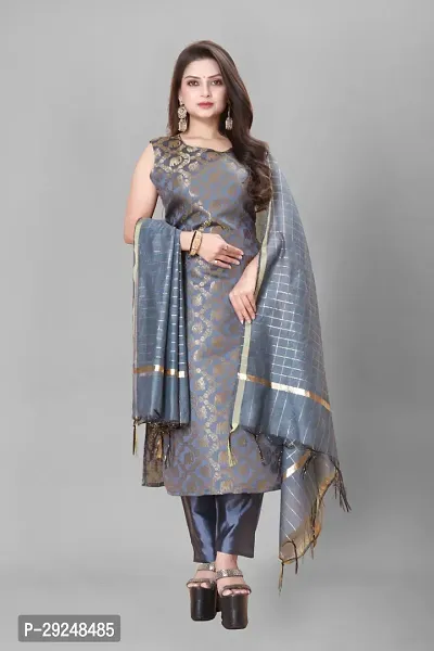 Elegant Banarasi Silk Jacquard Dress Material with Dupatta For Women