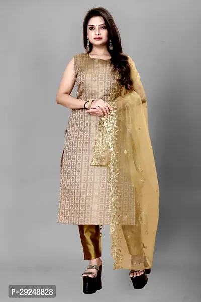 Elegant Banarasi Silk Jacquard Dress Material with Dupatta For Women-thumb0