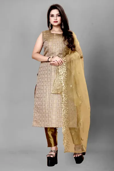 Stylish Banarasi Silk Jacquard Unstitched Suit